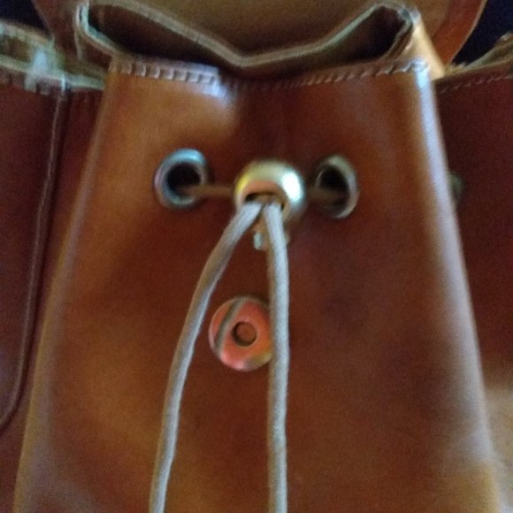 Lady Monica Tan Italian Leather Backpack/Purse w/Checker Design Flap main image 8